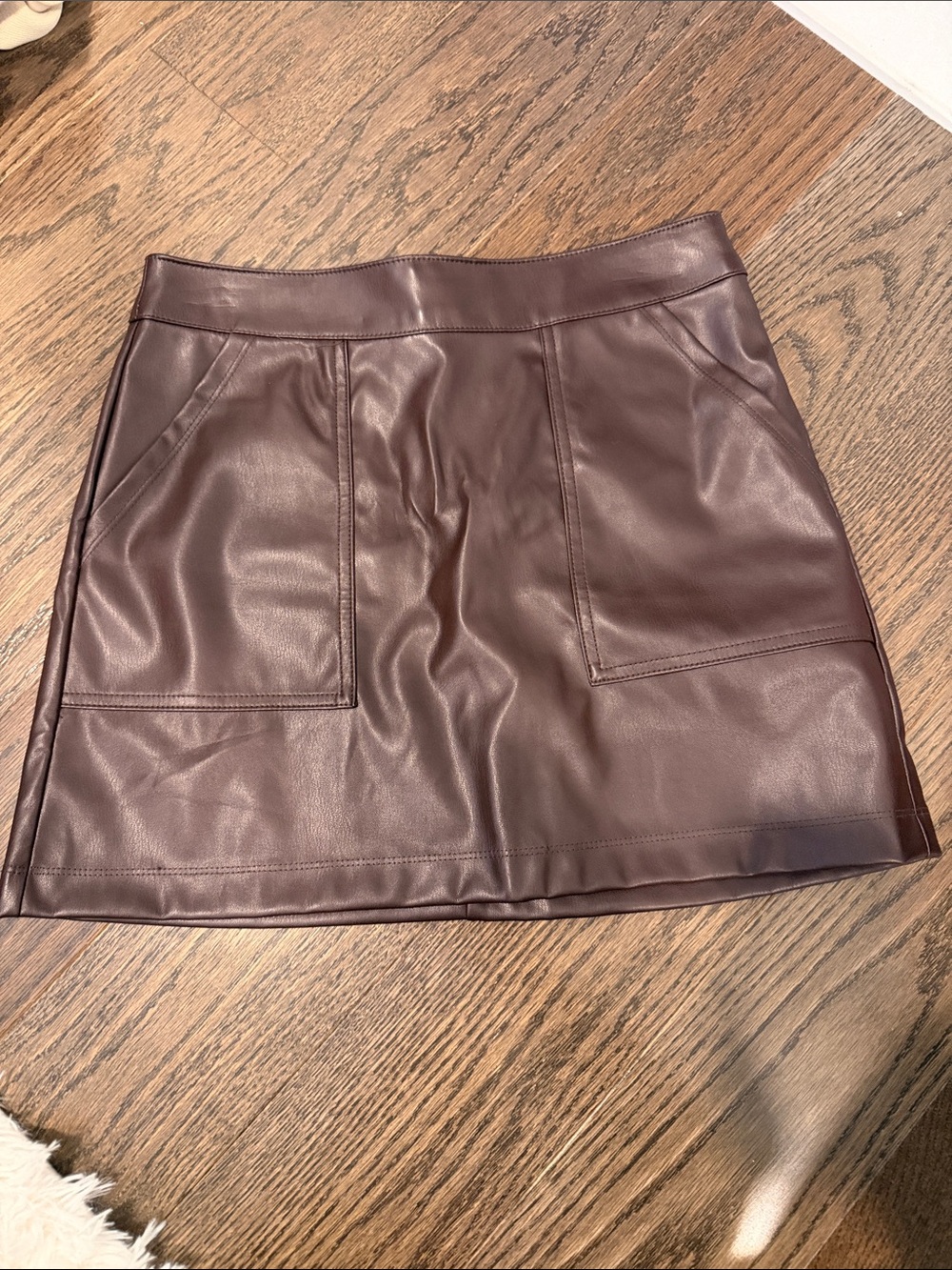Soft like new Faux Leather A-Line Mini Skirt in beautiful dark Brown